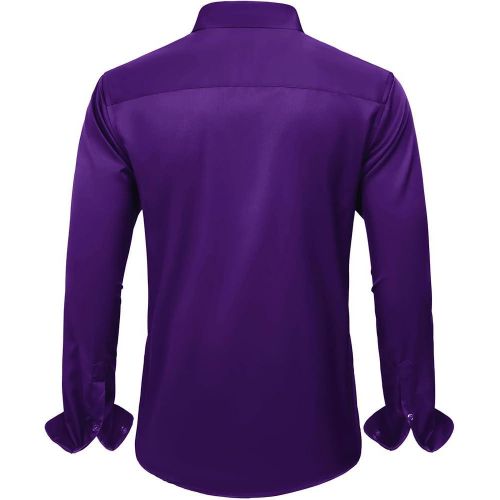 product_image_name-Fashion-Alimens & Gentle Shirts Mens Dress Shirts Stretch Long Sleeve Formal Business Wedding Button Down Shirt Wrinkle Free (Purple)-2