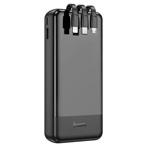 product_image_name-Generic-J114A Mobile power bank with 20000mAh capacity. Type-C and Micro-USB inputs. USB-A port and built-in cables for Lightning, Type-C and Micro-USB outputs. LED digital display of power level- Black-1