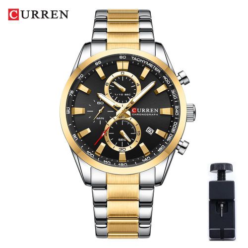 product_image_name-Curren-Curren Men's Classic Watch Calendar Waterproof + Watch Box + Adjuster - Gold-8