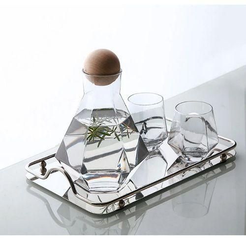 product_image_name-Generic-4 Water Glasses,1Jug With Wooden Stopper And A Tray, Colourless .-1