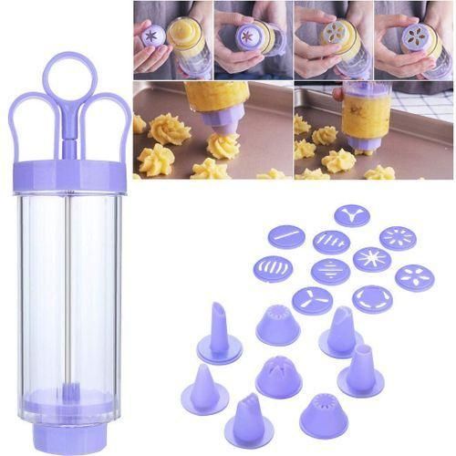 product_image_name-Generic-Cookie Press Maker Gun Kit Biscuit Maker Cake Decorating Set -Blue.-1