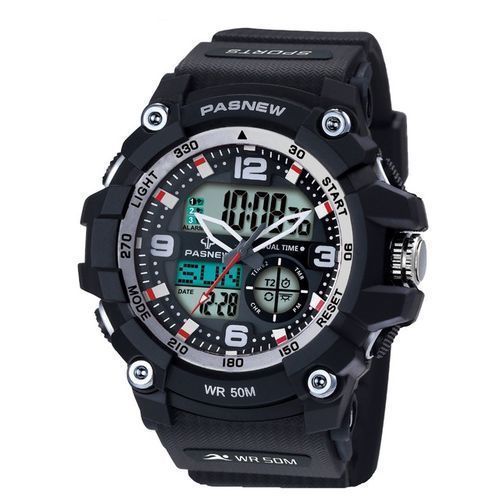 product_image_name-Pasnew-Water Proof Men's Digital And Analog Watch - Black White-1