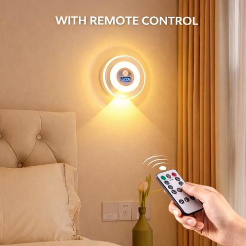 product_image_name-TIMBUTUS-Smart Motion Sensor LED Night Light with Digital Clock, Remote Control, Stepless Dimming & 3 Light Modes – USB Rechargeable Wall Lamp-2