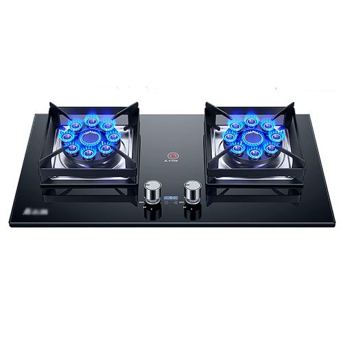 product_image_name-Generic-Gas Hob Black 75CM Embedded Gas Stove with 9 Cavity Wok 2 Burners Independent Control NG/LPG Convertible Electronic Pulse Type Gas Stove Cooktop Hob Cooker with Timer Function, FFD and Cast Iron Pan Supports for Caravan Home Camping Indoor -7