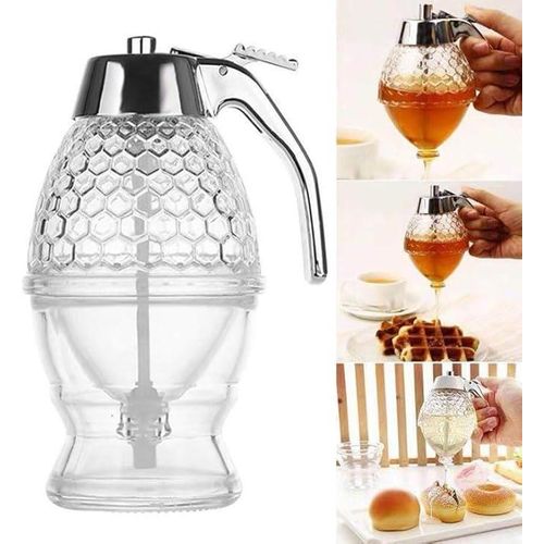 product_image_name-Generic-Honey Dispenser with Stand, No Drip Honey Jar - Transparent-1