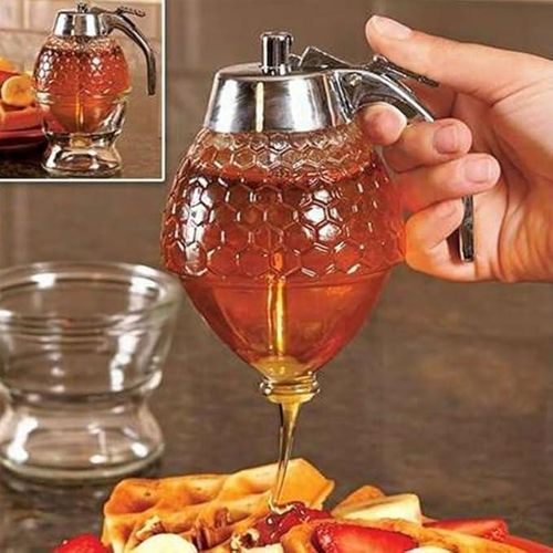 product_image_name-Generic-Honey Dispenser with Stand, No Drip Honey Jar - Transparent-3