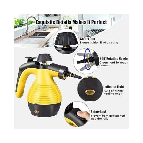 product_image_name-Generic-Handheld Steam Cleaner, Pressurized Handheld Multi Surface Steam Cleaner Car Steamer Steam Cleaner for Cleaning Bathroom, Shower, , Grout, Window, Grime-5