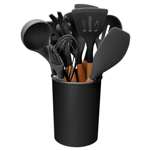 product_image_name-Generic-12pcs Kitchen Utensils And Knife Set - Silicone, Black-2