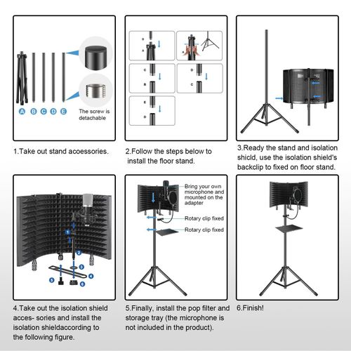 product_image_name-Generic-Portable Vocal Booth with Ambient Reflection Filter, For Studio, Podcasts, Sound Absorption and Noise protection system effectively preventing external noise - Black-5