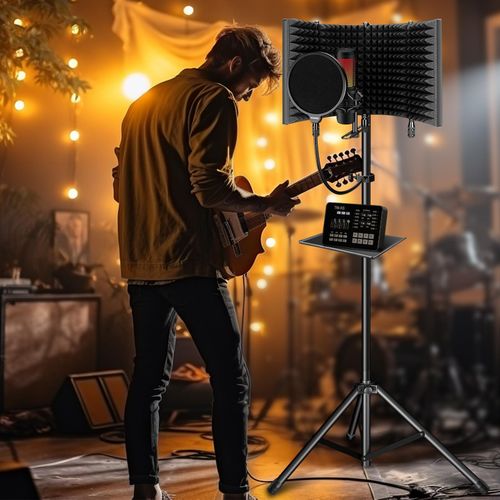 product_image_name-Generic-Portable Vocal Booth with Ambient Reflection Filter, For Studio, Podcasts, Sound Absorption and Noise protection system effectively preventing external noise - Black-6