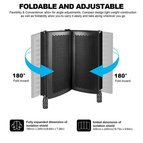 product_image_name-Generic-Portable Vocal Booth with Ambient Reflection Filter, For Studio, Podcasts, Sound Absorption and Noise protection system effectively preventing external noise - Black-7