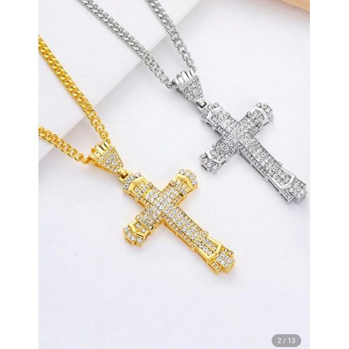 product_image_name-Necklace-1PC Men Jewellery Cross Chain For Men Hip Hop Jewelry Luxury Rhinestone Pendant-1