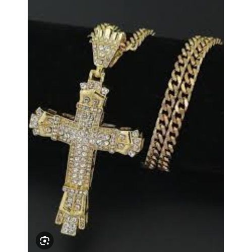 product_image_name-Necklace-1PC Men Jewellery Cross Chain For Men Hip Hop Jewelry Luxury Rhinestone Pendant-2