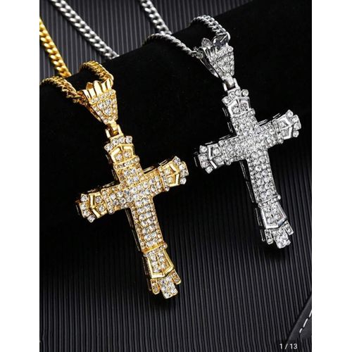 product_image_name-Necklace-1PC Men Jewellery Cross Chain For Men Hip Hop Jewelry Luxury Rhinestone Pendant-3
