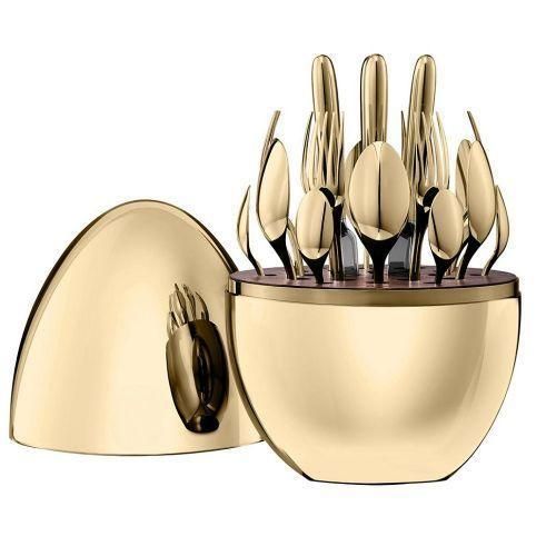product_image_name-Generic-24 Pcs Mood Cutlery (Forks,Spoons & Knieves) With Egg Stand- Gold-1
