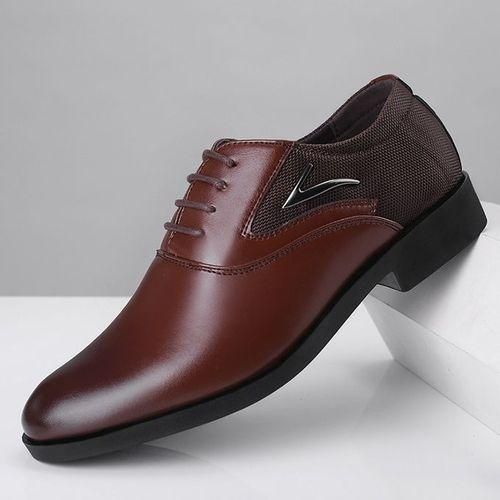 product_image_name-Banagat-Men's Casual PU Leather Shoes Business Dress Shoes Brown-1