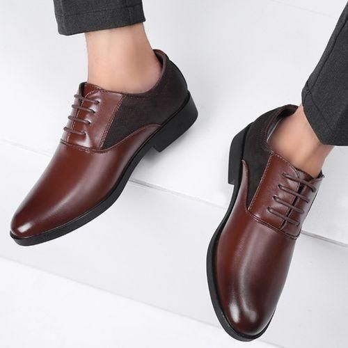 product_image_name-Banagat-Men's Casual PU Leather Shoes Business Dress Shoes Brown-4