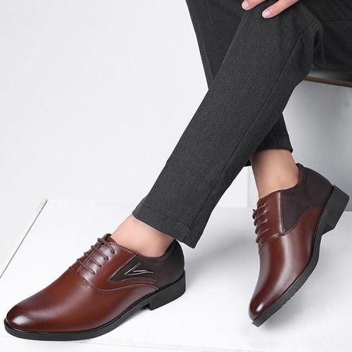 product_image_name-Banagat-Men's Casual PU Leather Shoes Business Dress Shoes Brown-5
