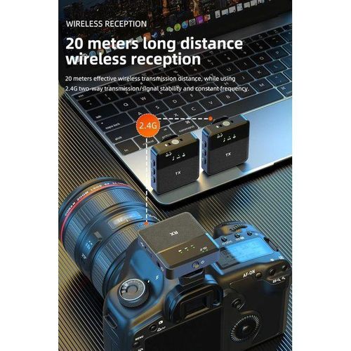 product_image_name-Generic-Sx9 Wireless Microphone for PC/Laptop/Type C & iPhone, Noise Reduction Lapel Mic, Dual Wireless Collar Mic for Video Recording, YouTube Support System (2 Microphones 1 Receiver)-6