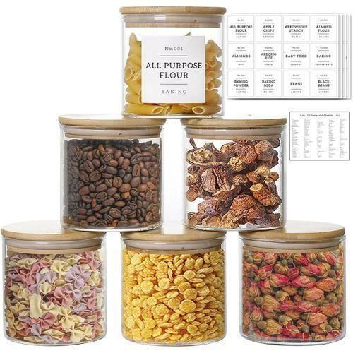 product_image_name-Generic-Sophisticated Glass Food Storage Jar Set with Bamboo Lids-1