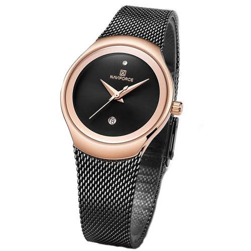 product_image_name-Naviforce-Womens Stainless Steel Analog And Dated Watch - Black,Gold-1