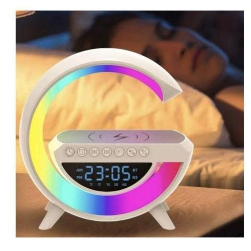 product_image_name-Universal-Wireless Charger Speaker - Portable Wireless Speaker Alarm Clock, Mp3 Player With Night Light And Alarm Clock , Multi - Color Changing Atmosphere Lamp - White-3