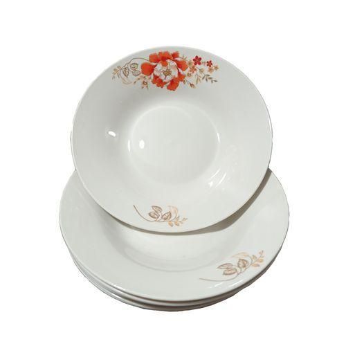 product_image_name-Generic-6 Pieces Set Of Ceramic Soup Plates 8 Inches -Flower May Vary-White-2