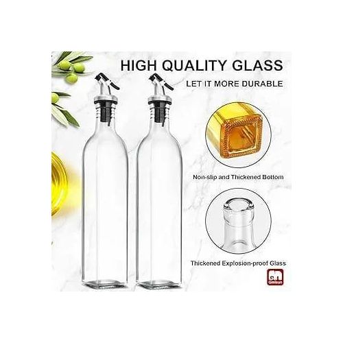 product_image_name-Generic-2 Pieces Of Glass Oil Dispenser Bottle 500 ml for Kitchen, Vinegar Olive Oil Dispenser Oil Bottle for Cooking, Clear Glass Oil Storage Bottle Transparent  Pourers-4