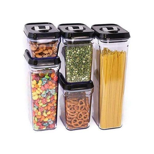 product_image_name-Generic-5-Piece Airtight Food Storage Containers With Black Lids - Transparent-1
