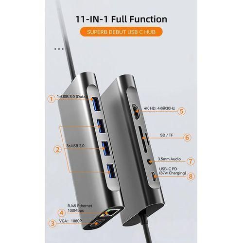 product_image_name-Generic-11 in 1 VGA + LAN Port + 4 x USB 3.0 + SD / TF Card + HDMI + Audio Port + USB-C / Type-C Female to USB-C / Type-C HUB Adapter-3