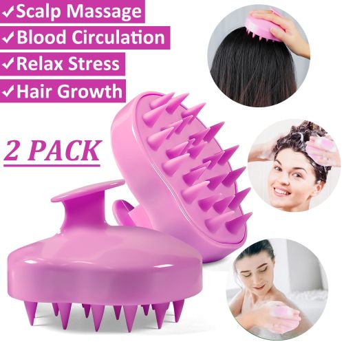 product_image_name-Generic-2-Pack Silicone Hair Scalp Massager Shampoo Brush - Pink-1