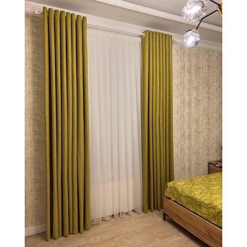 product_image_name-Generic-2 Metres (1 piece) yellow plain for a patio sliding door and window Curtain -1