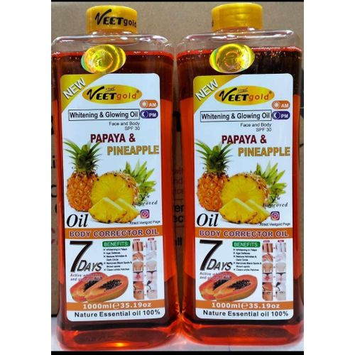 product_image_name-VEET GOLD-Papaya & Pineapple Whitening & Glowing Day & Night Face & Body SPF30 Oil Body Corrector  oil, Clears White Patches,  Anti-aging,anti-wrinkle,remove black spot -1000ml-1
