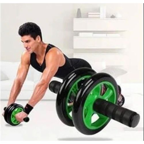 product_image_name-Generic-Anti Skid Double Exercise Wheel, Total Body Ab Exerciser, Ab Roller Wheel For Abs Workouts With Knee Pad With Knee Mat With Steel Handle For Men And Women For Home, Gym Workout Also Helps In Weight Loss & Muscle Toning - Multicolor -1