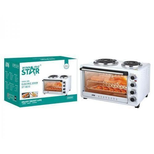 product_image_name-Winningstar-45L Electric Convection Oven With 2 Coil Hot Plate Heating Mode 3 Timer- White.-1