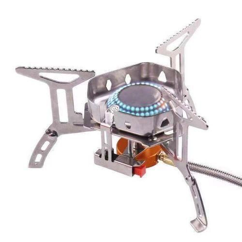 product_image_name-Generic-Outdoor Portable Windproof Camping Gas Stove with Adapter Converter, Silver.-1