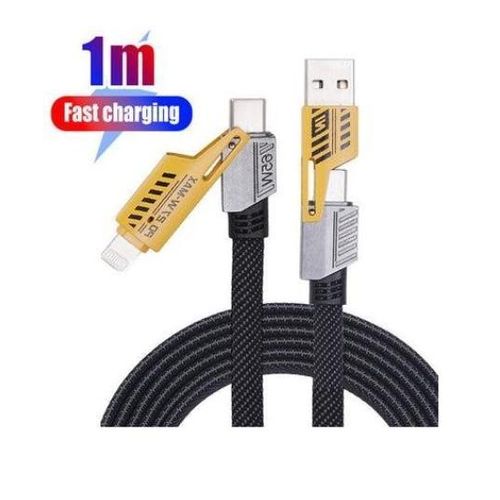 product_image_name-Generic-4 in 1 Convertible Metal Fast Data Cable Braided 65W USB C to USB A Cable Charge up to 50 In 30 Minutes Durable Multi Charging Cable for iPhone iPad MacBook Android Samsung 3.9ft-1