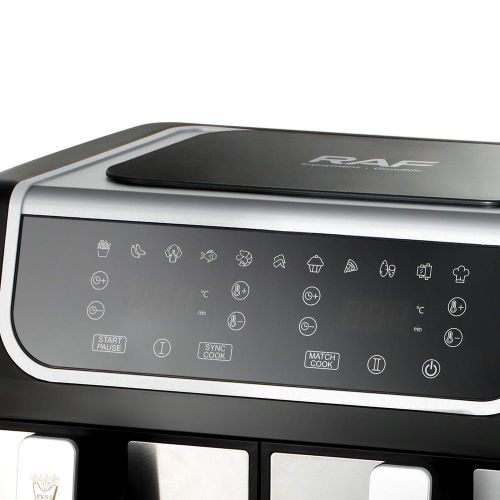 product_image_name-RAF-5.OL + 5.0L Dua 10L Airfryer Machine With 2 Baskets- Color Black-3