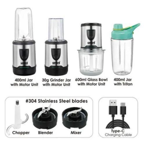 product_image_name-Sanford-5 In1Food Processor Chopper Mixer Coffee Grinder Blender Ice Crusher- Clear.-2