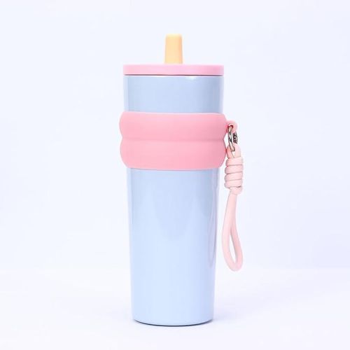 product_image_name-Generic-Stainless Steel Insulated Water Bottle - 304 Food Grade, Leak-Proof, Portable with Straw, Keeps Drinks Hot & Cold, Perfect for Outdoor Sports, Unisex (Blue&Pink)-1