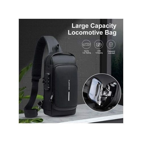 product_image_name-Fashion-Waterproof Multifunctional Patent Leather Men's Anti-theft Shoulder Bag - Black-5