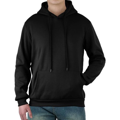 product_image_name-Fashion-Mens Hooded Sweatshirt Casual Long Sleeve Fleece Hoodies Drawstring Workout Pullover with Kanga Pocket Black-2