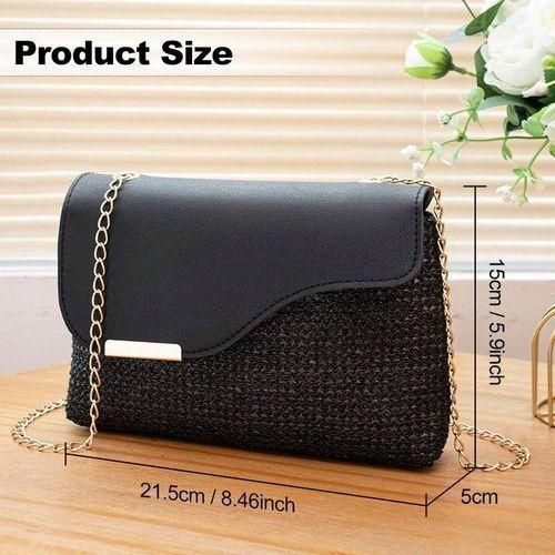 product_image_name-STY-Women Chain Bags Small Woven Cross-body Bag Sling Bag - Black-2
