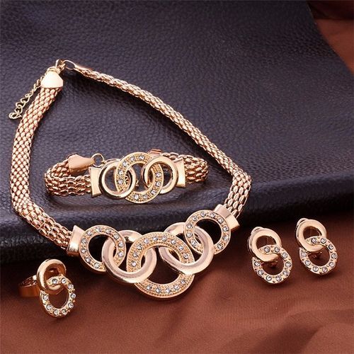 Diamond necklace earrings top and bracelet sets