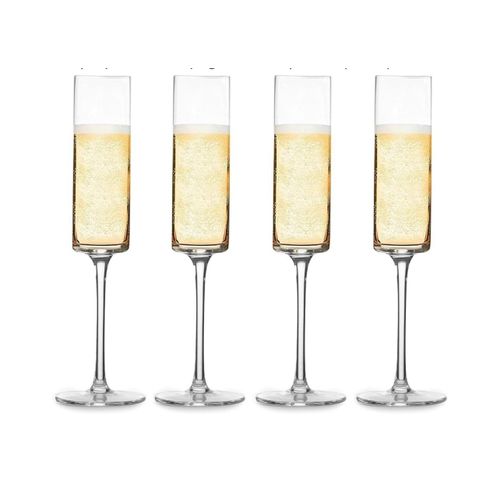 product_image_name-Generic-White Edge Champagne Flutes – Set of 6, Flat Bottom Wine Glasses, Prosecco Glasses, Elegant Drinkware-1