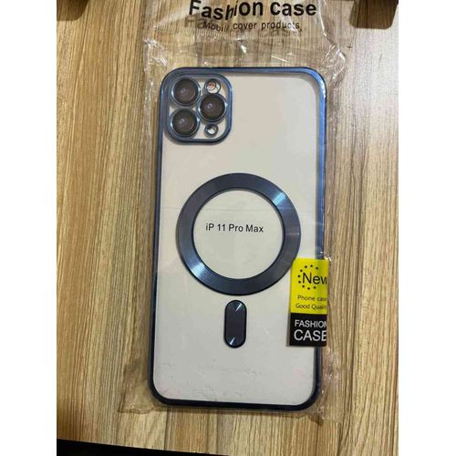 product_image_name-Generic-Luxury Colored Transparent Magsafe Magnetic Phone Case For iPhone 11 Pro Max - Black-5