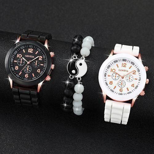 product_image_name-Fashion-Couple Watches  Casual Silicone Band Quartz Watch Jewelry Set-1