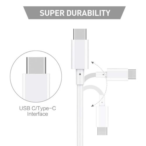 product_image_name-Universal-USB-C Charging And Data Cable (1m) And (2m) Long USB-A To USB Type-C/Phantom For All Android And Iphone Devices With USB-C Port White-2