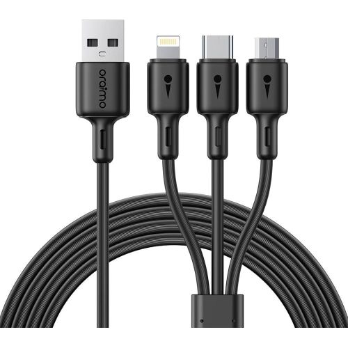 product_image_name-Generic-3 In 1 Charging Cable 3A Charging Cable With Micro Usb, Type-C And Lighting Port Compatible For Android, IOS And Type C Devices 1.2Mtr Long -Black-1