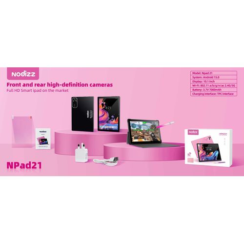 product_image_name-NODIZZ-Local Stock-Npad21 10.1-inch high-definition alloy tablet computer, System display 12GB+512GB, 7000mAh Long Battery Life, Dual Camera, Fast Charging Type-C, Wi-Fi Support, wireless keyboard, screen film, stylus, soft shell cover, Pink-4
